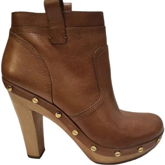 Tory Burch Shoes - TORY BURCH Ginevra Boots Brown Leather Boho Platform Studded Ankle Bootie